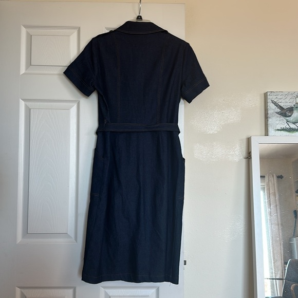 Shelby & Palmer Dark Blue Denim Dress with Gold Buttons - Picture 7 of 9
